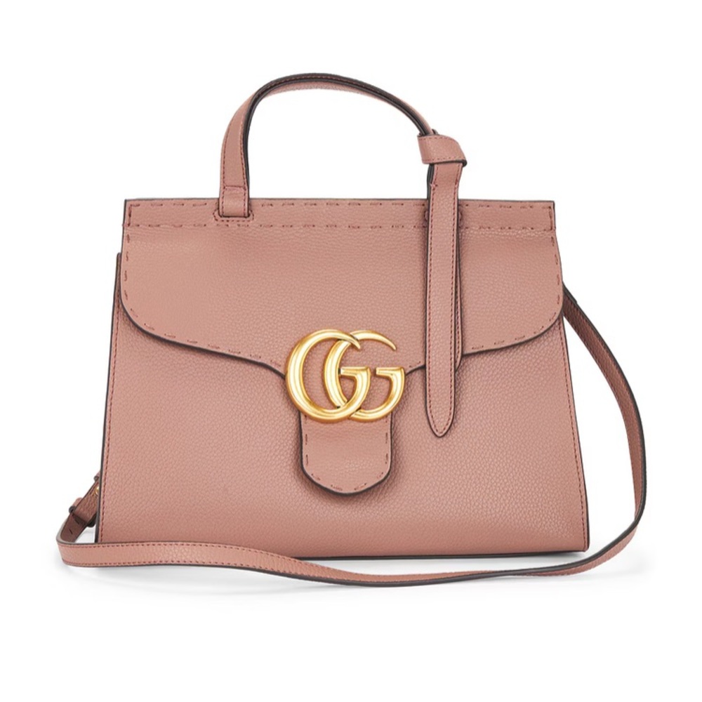 Gucci Marmont GG 2 way Pink/tan Satchel with Gold Accent